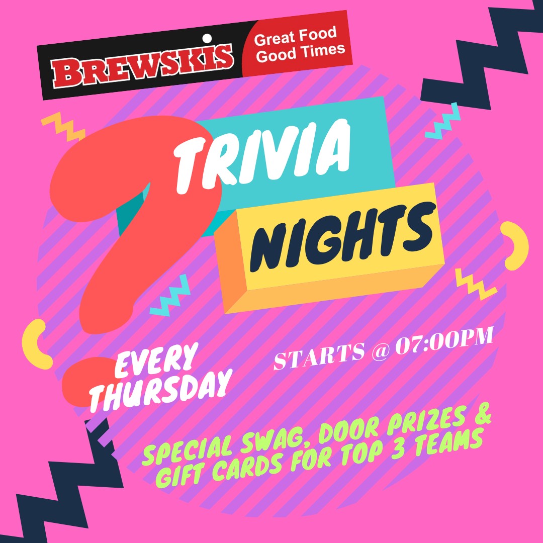 Trivia Nights at Brewskis Pub MAC Calendar